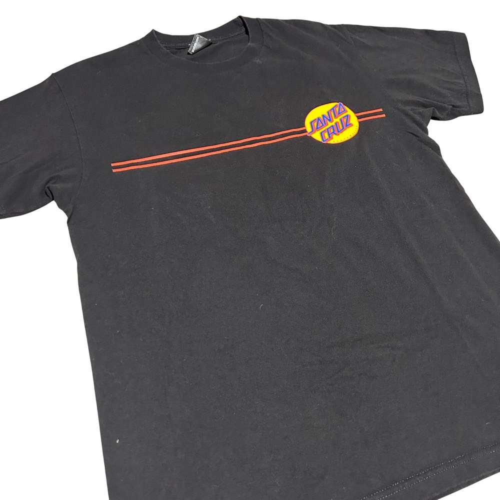 VTG Santa Cruz T Shirt Mens Medium Black Dot Logo Graphic Short Sleeve Skate Tee